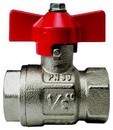 Messing. Kuglehane. M/M  1/4" BSP. VA-Godkendt. T - Greb